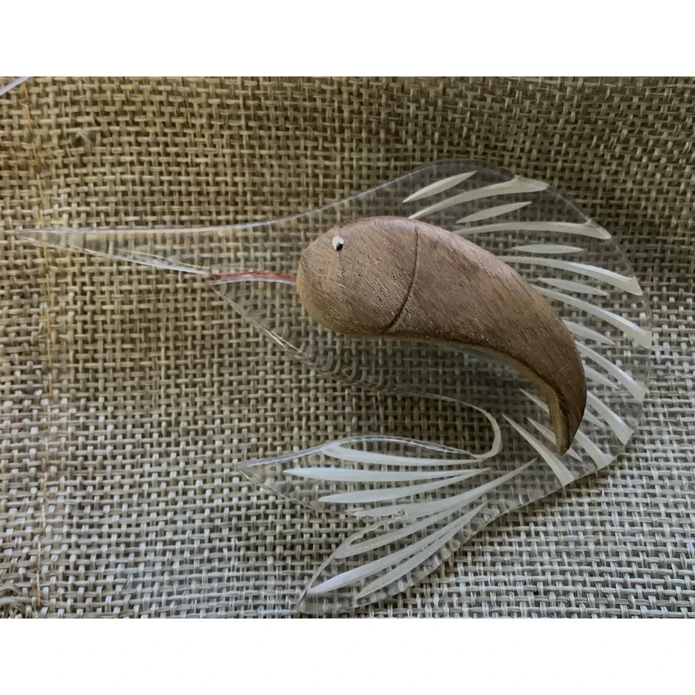 Vintage 1950's Lucite & Wood Swordfish Brooch Unique!